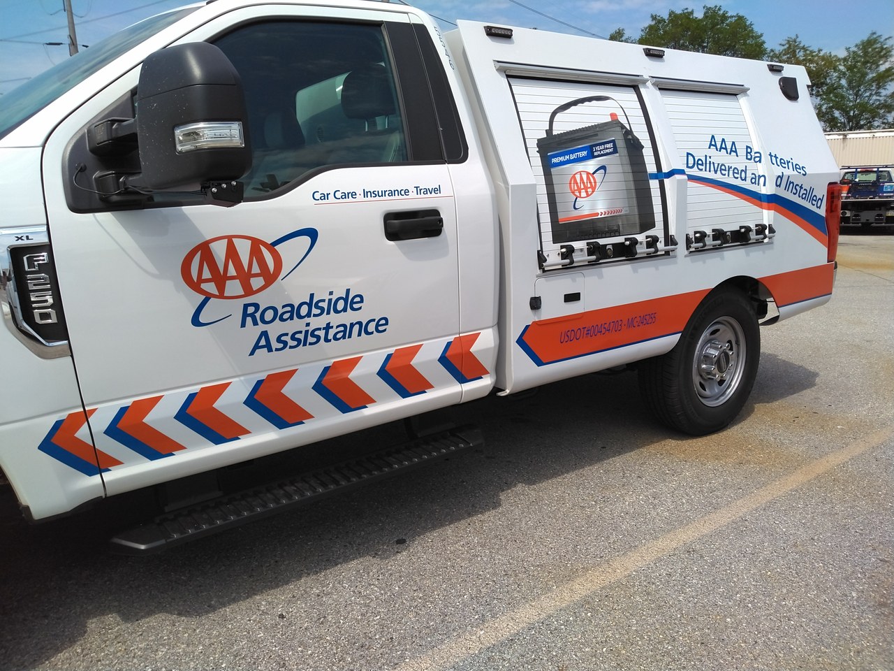 AAA Roadside Assistance F150 Battery Truck Side