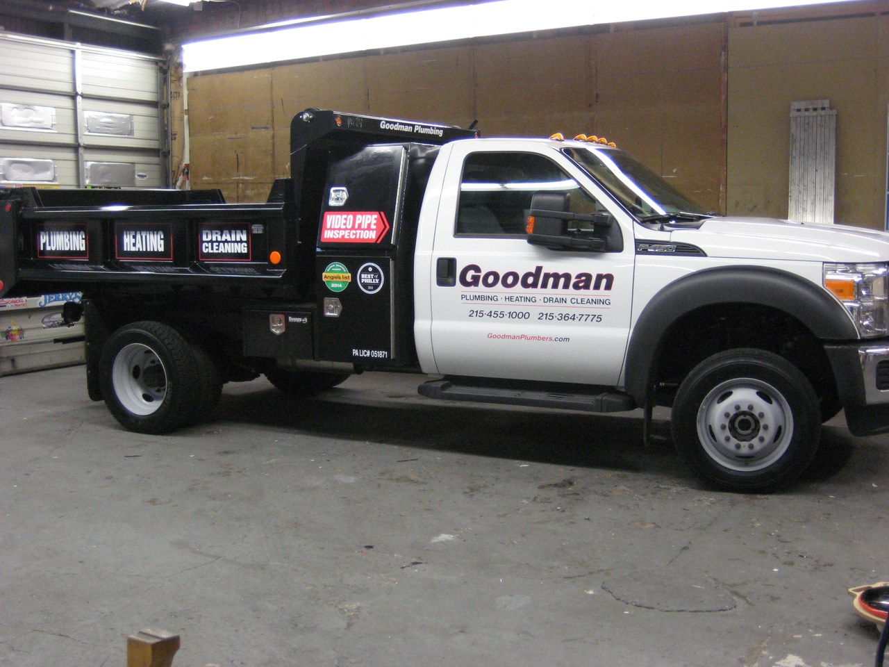 Goodman Plumbing Heating Drain Cleaning F450 Dump Truck