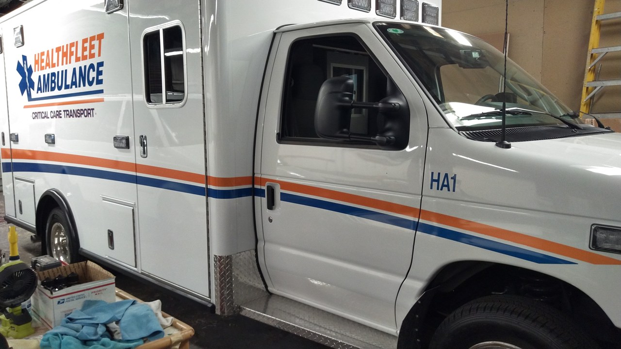 Healthfleet Ambulance E350 HA1 Cab Side In Shop