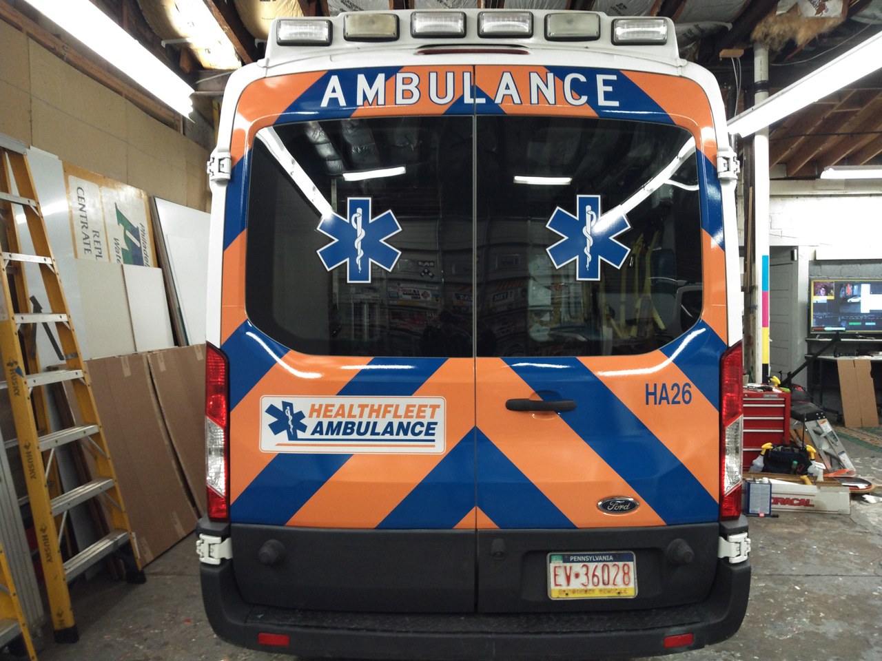 Healthfleet Ambulance Ford Transit HA26 Rear In Shop
