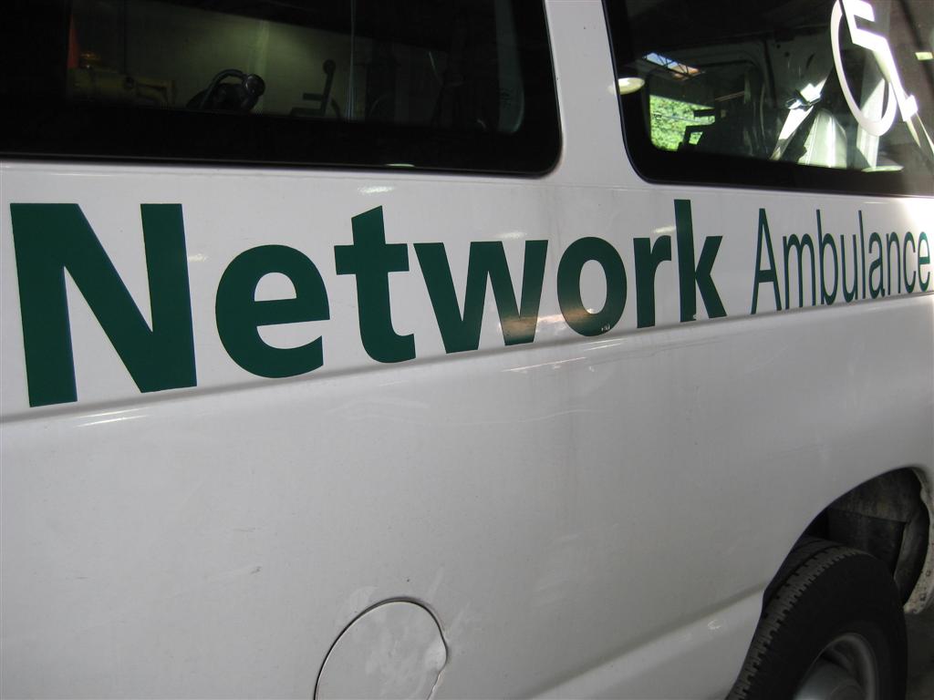 Network Ambulance Services Side Lettering Green On White