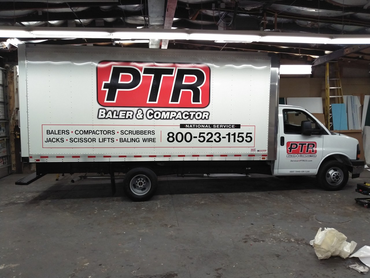 PTR Baler And Compactor Chevy Express Box Truck Full Side