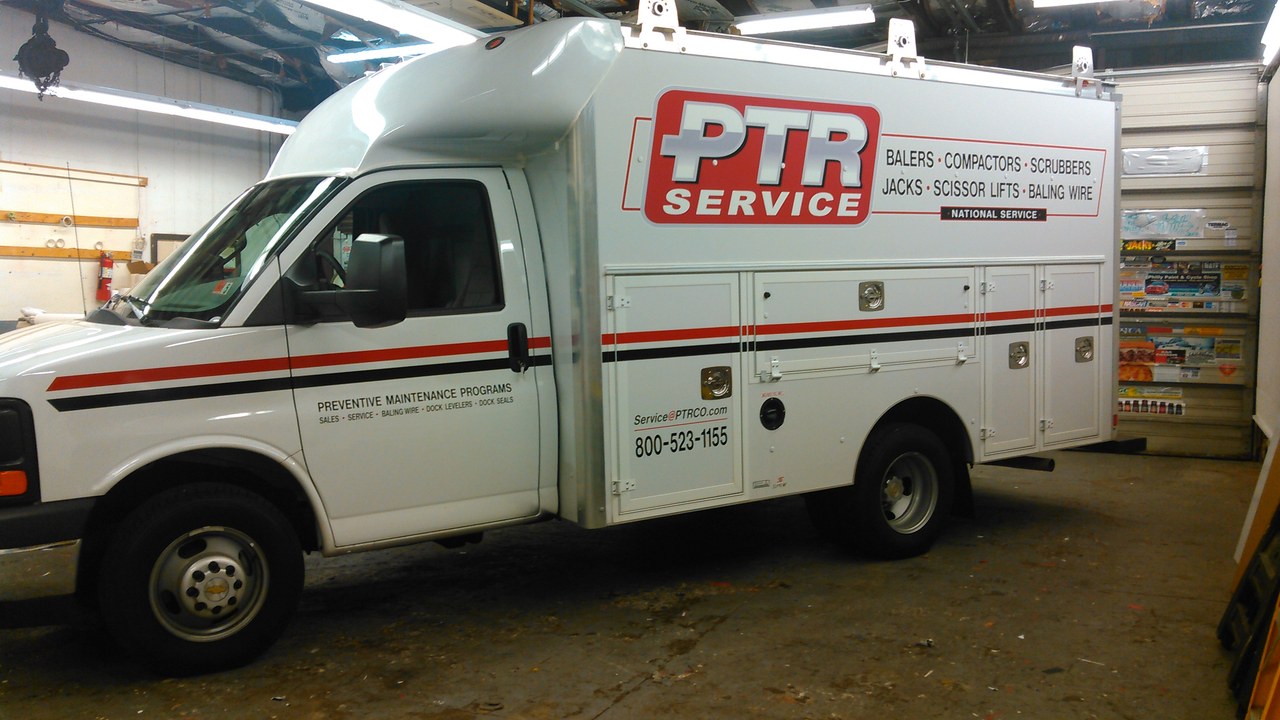 PTR Service Chevy Express Utility Box Truck In Shop