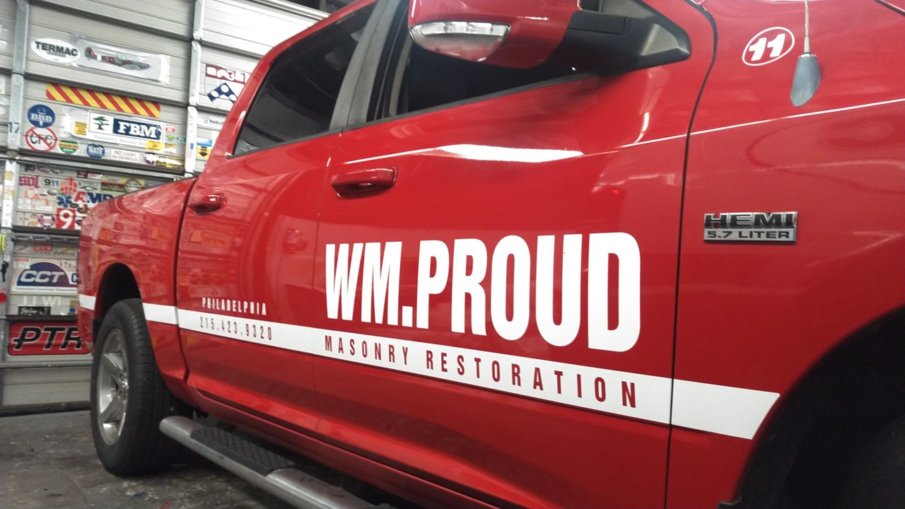 Wm Proud Masonry Restoration Truck Door