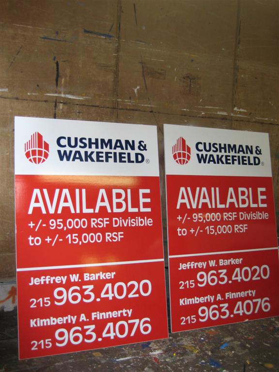 Cushman And Wakefield Available Space Red White Signs