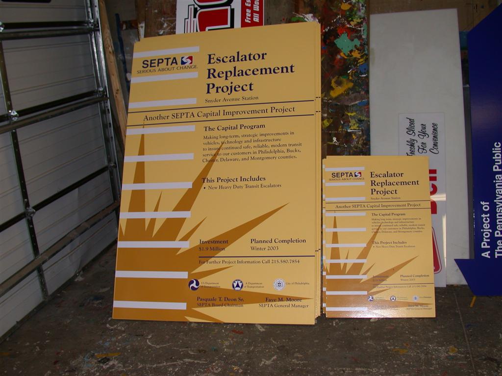 SEPTA Escalator Replacement Snyder Ave Station Sign