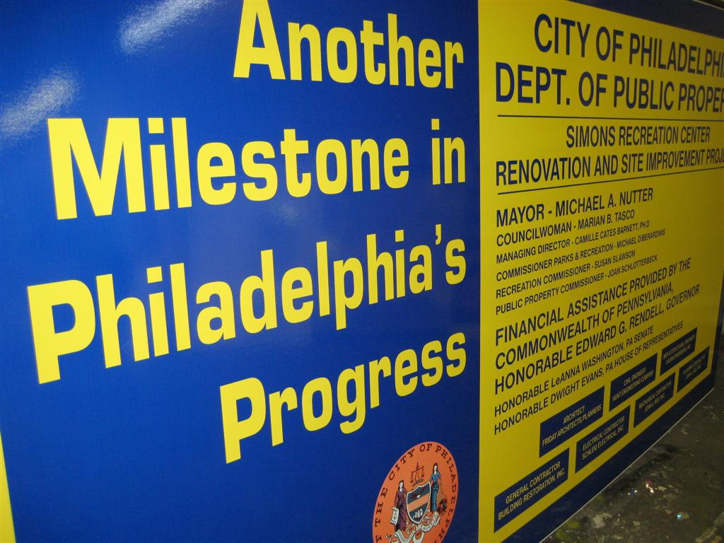 Simons Recreation Center Renovation Philadelphia Project Sign