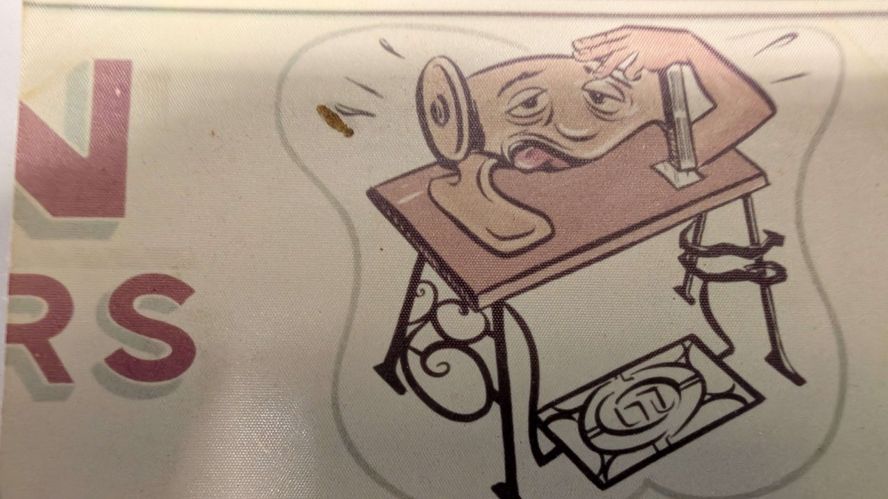 Tailor Cartoon Sewing Machine Sign Artwork