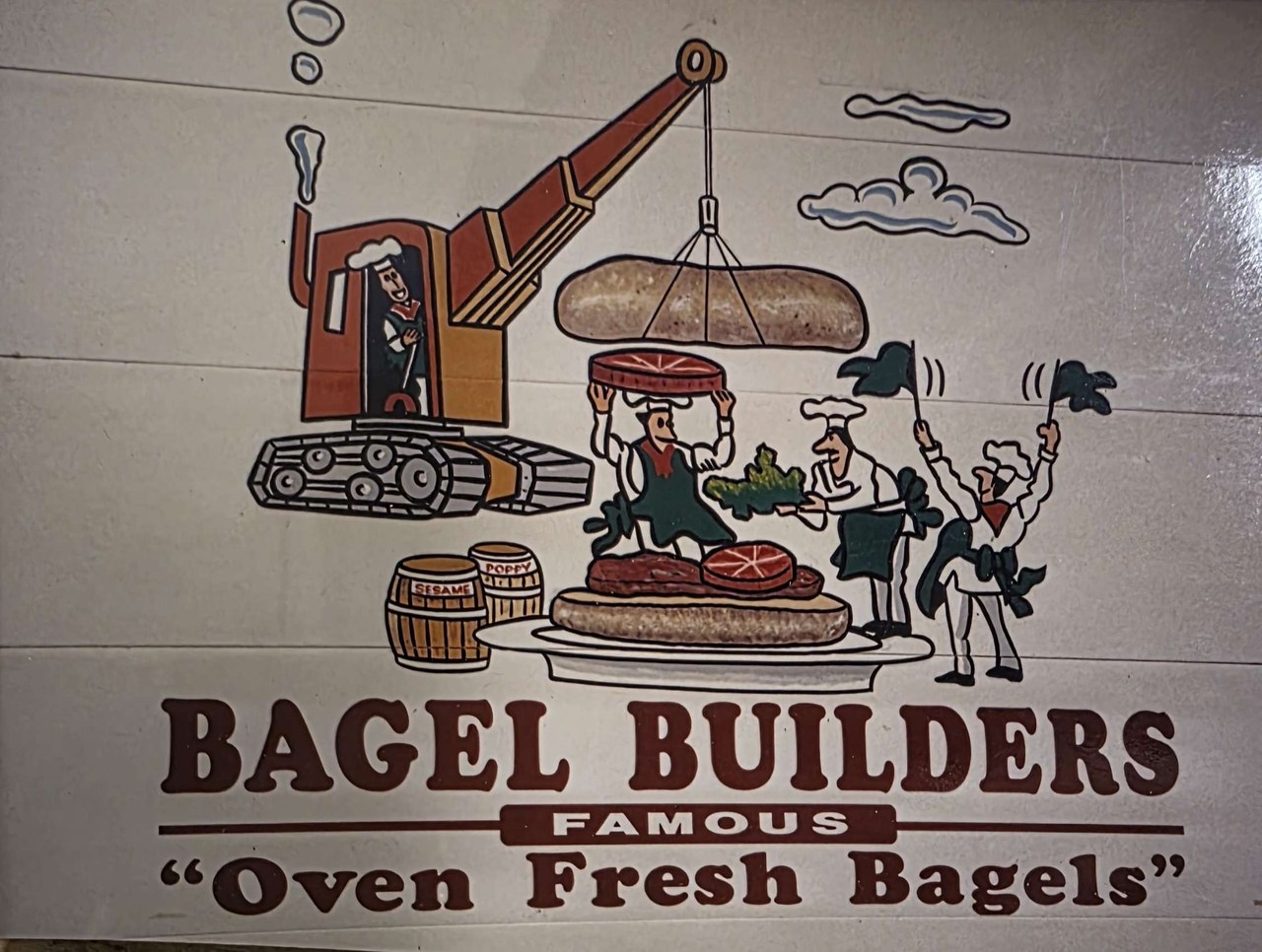 bagel builders cartoon truck graphic