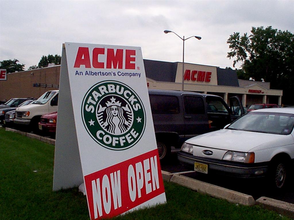 Acme Starbucks Coffee Now Open A Frame Sign