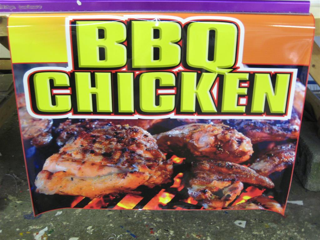 BBQ Chicken Curved Food Sign With Grilled Chicken