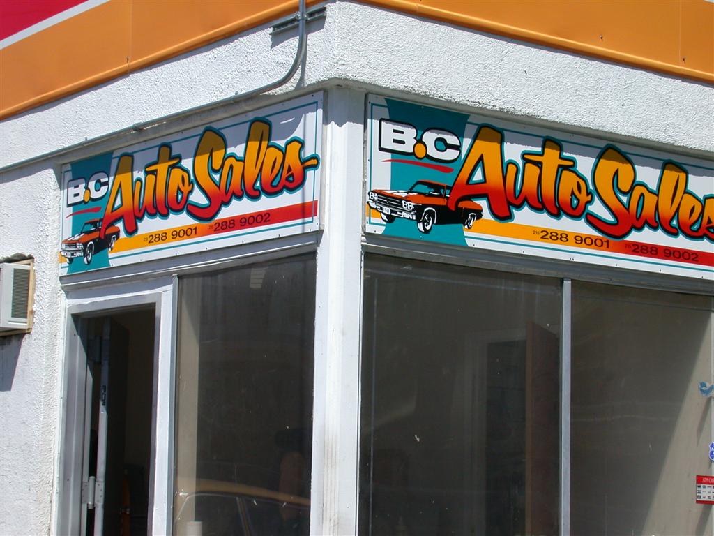 BC Auto Sales Storefront Window Signs