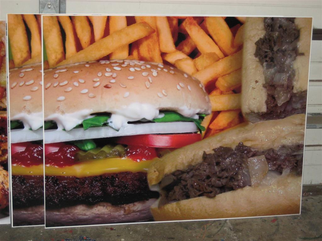 Burger Cheesesteak And Fries Food Photo Panel Sign