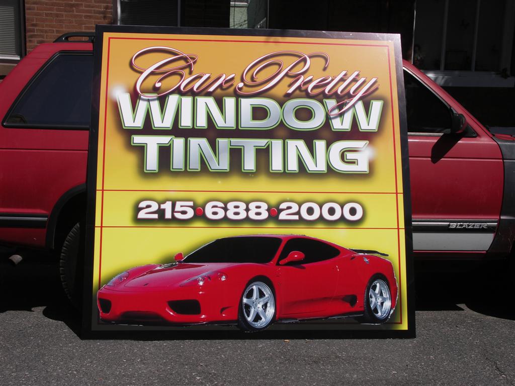 Car Pretty Window Tinting Red Ferrari Sign