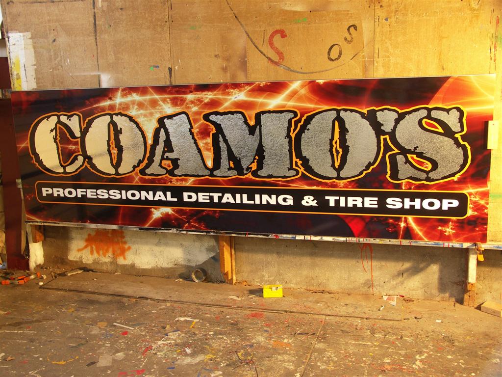 Coamos Professional Detailing And Tire Shop Sign