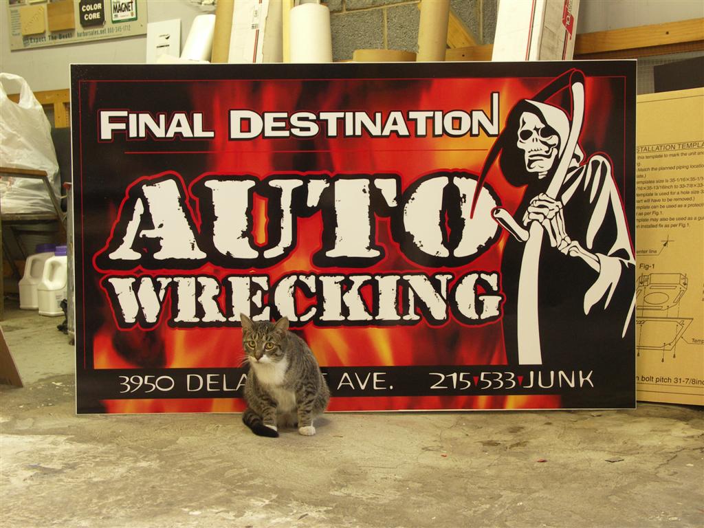 Final Destination Auto Wrecking Grim Reaper Sign