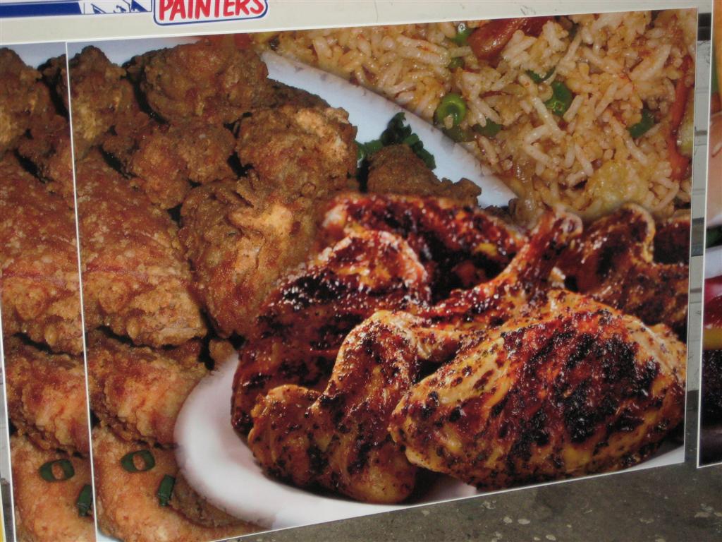 Fried And Grilled Chicken With Rice Food Photo Sign