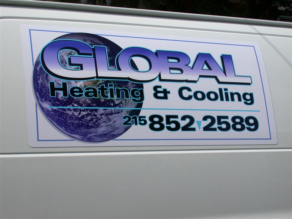 Global Heating And Cooling Van Magnet Sign