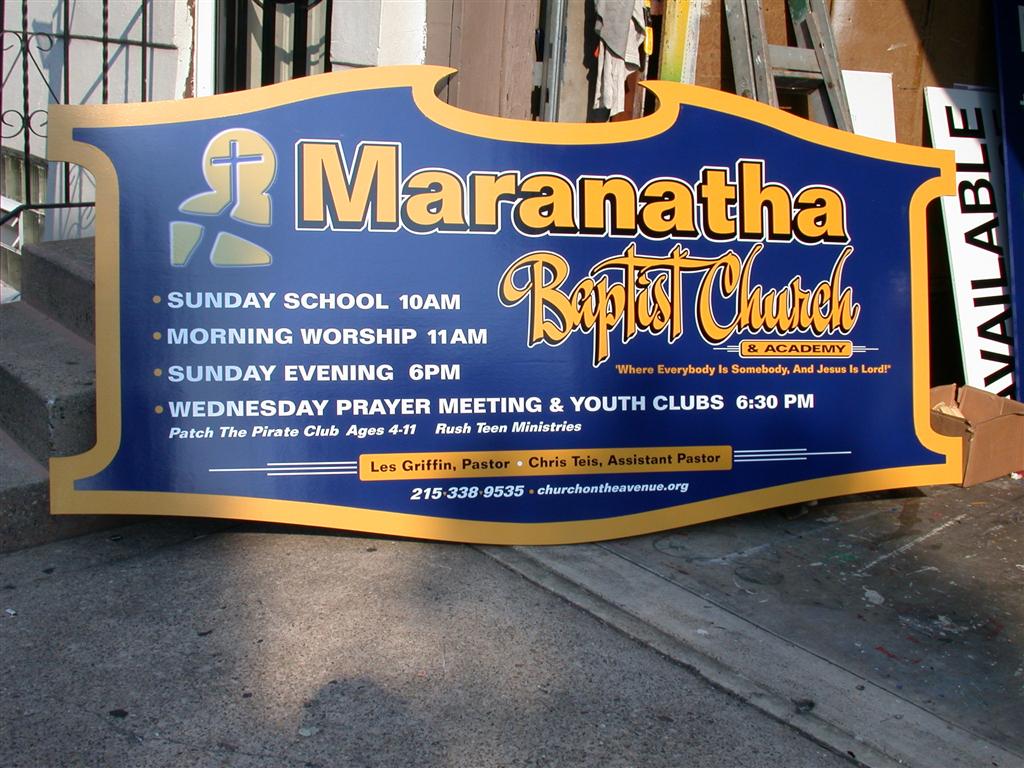 Maranatha Baptist Church And Academy Blue Gold Sign