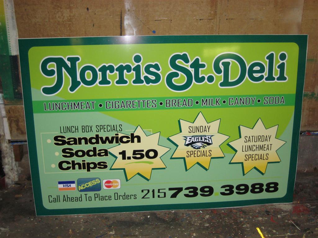 Norris St Deli Lunch Specials Eagles Green Sign