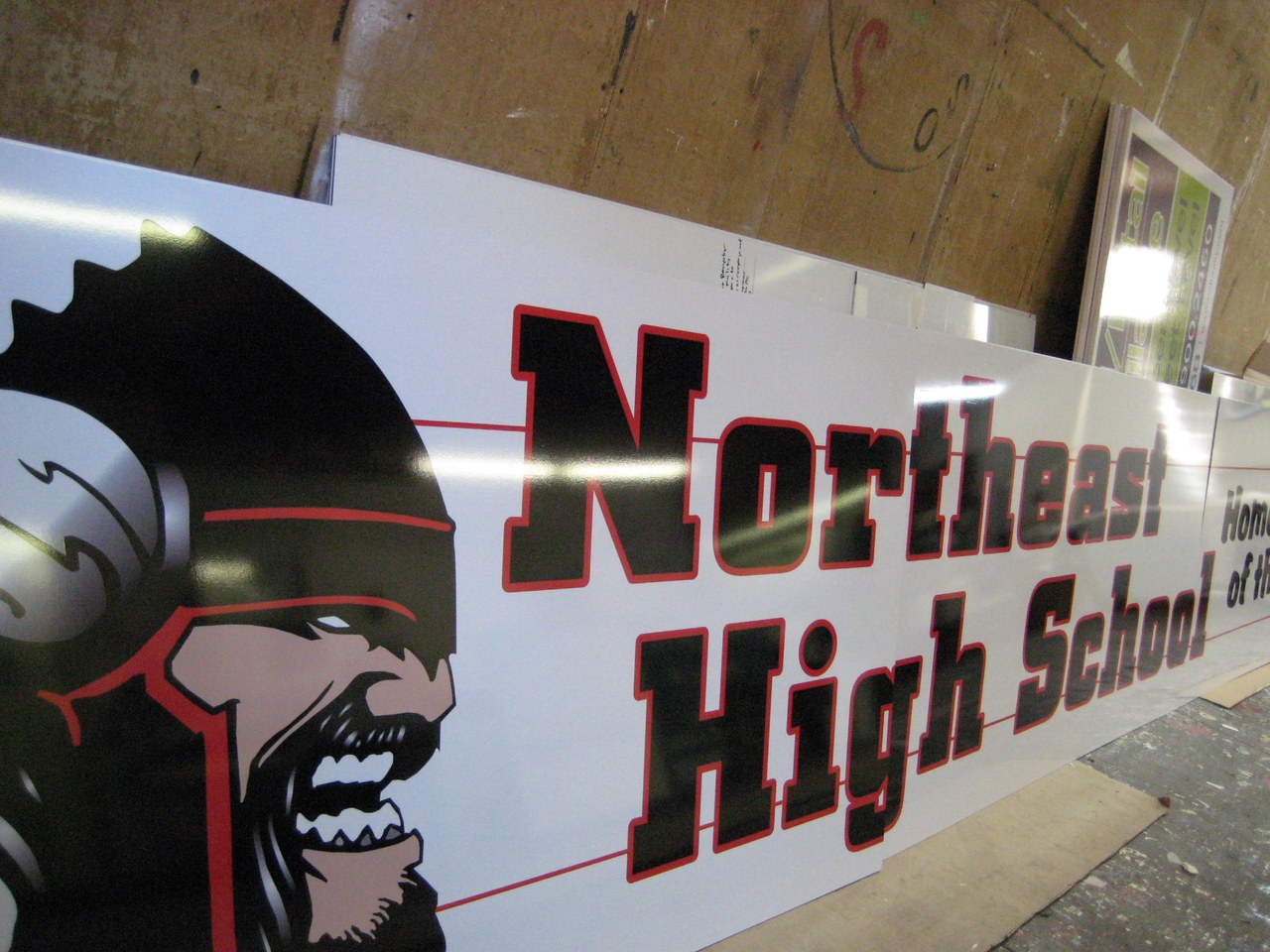 Northeast High School Vikings Mascot Sign Close Up