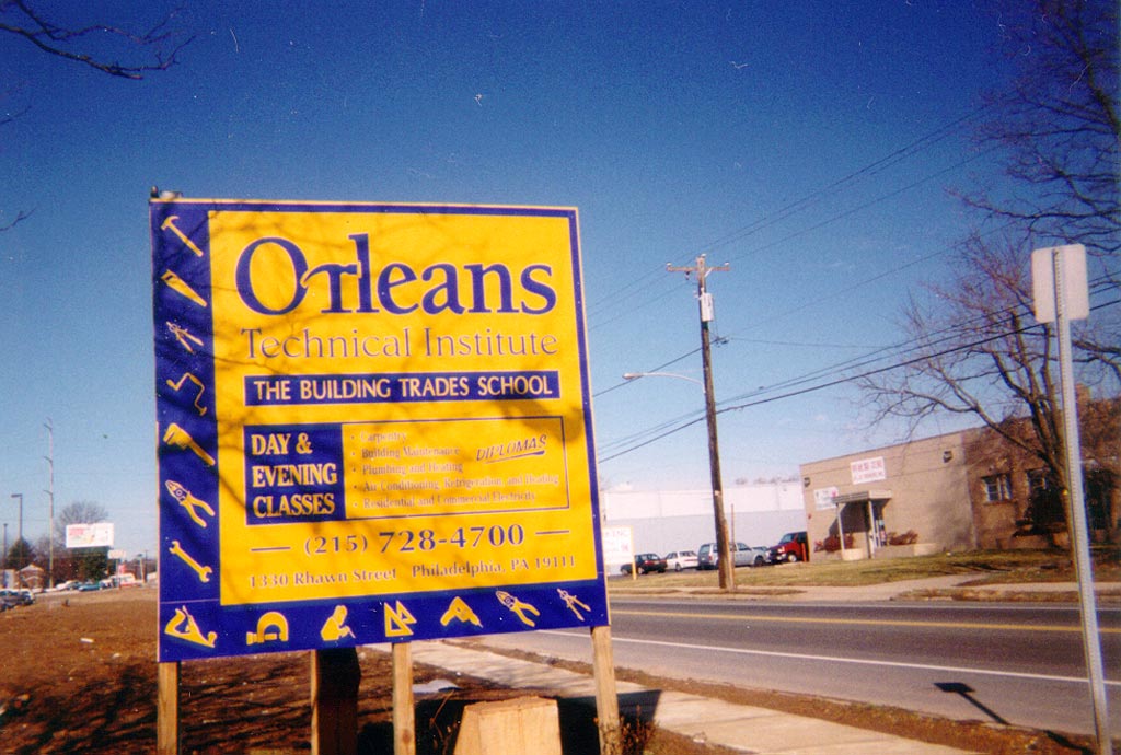 Orleans Technical Institute Building Trades School Sign