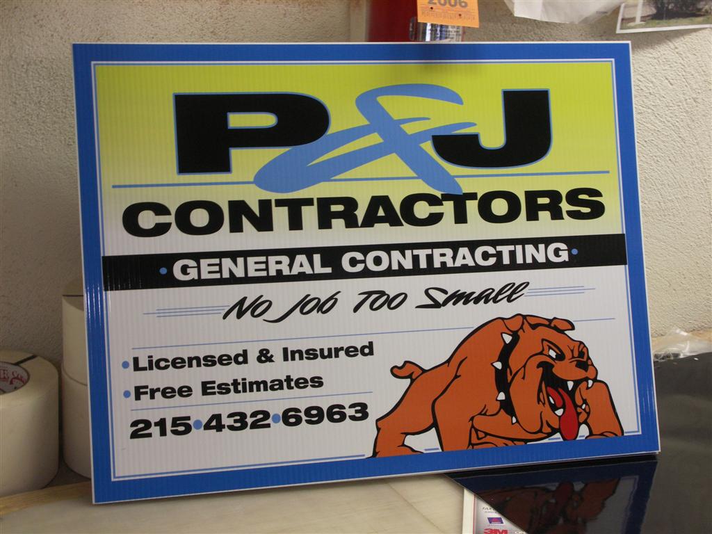 P And J Contractors General Contracting Bulldog Sign