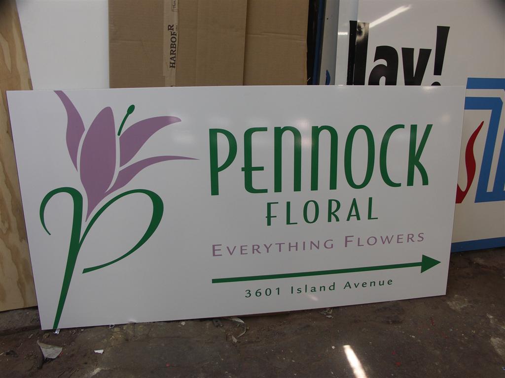 Pennock Floral Everything Flowers Directional Sign