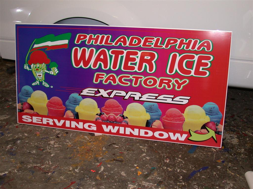 Philadelphia Water Ice Factory Express Serving Window Sign