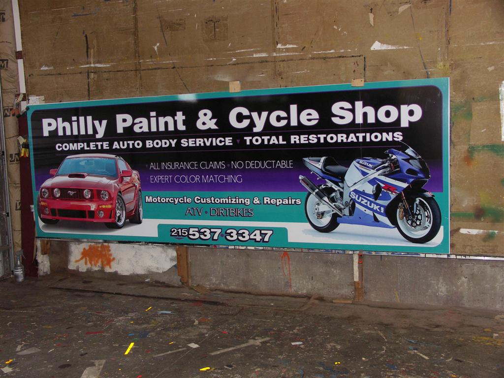 Philly Paint And Cycle Shop Auto Body Restorations Sign