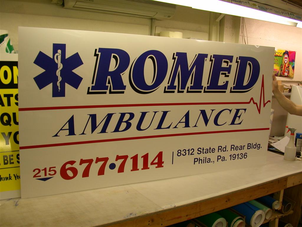 Romed Ambulance White Panel Sign With Star Of Life