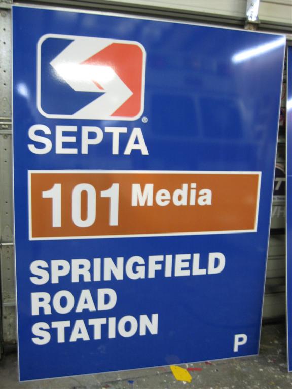 SEPTA 101 Media Springfield Road Station Blue Sign