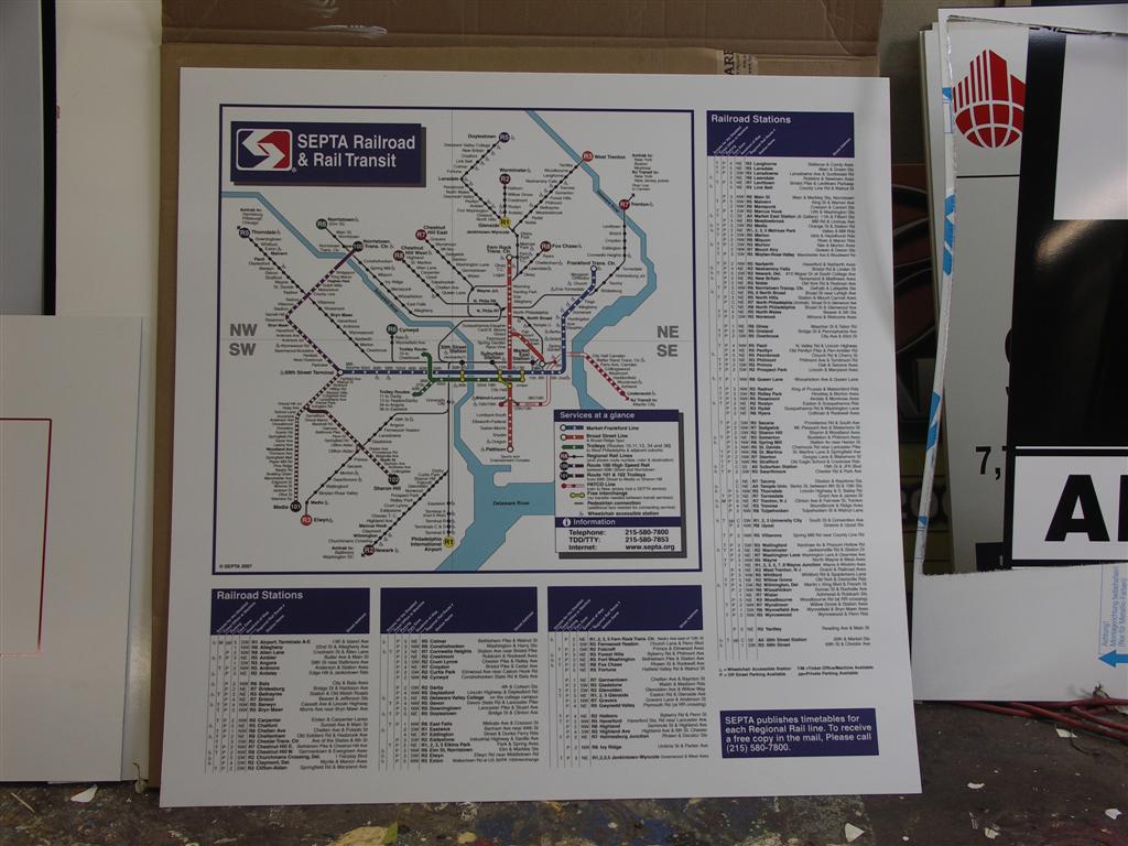 SEPTA Railroad And Rail Transit System Map Sign