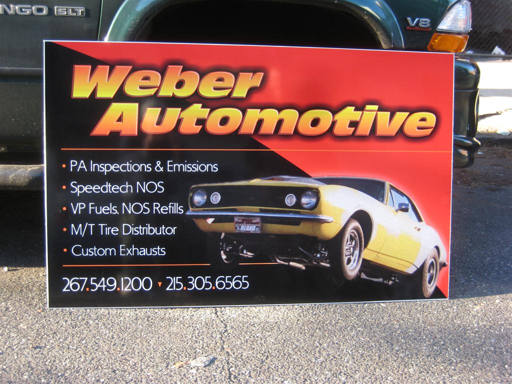 Weber Automotive Inspections And Custom Exhaust Sign