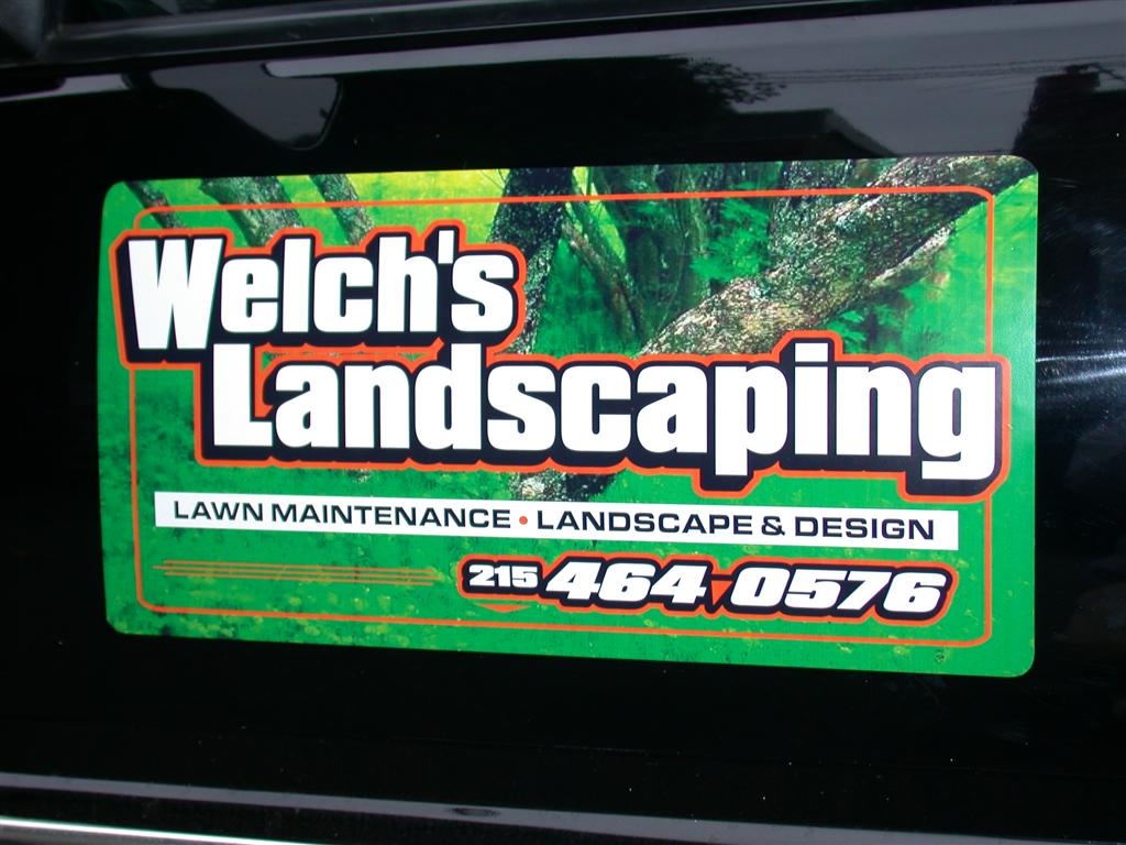 Welchs Landscaping Vehicle Magnet Green Background