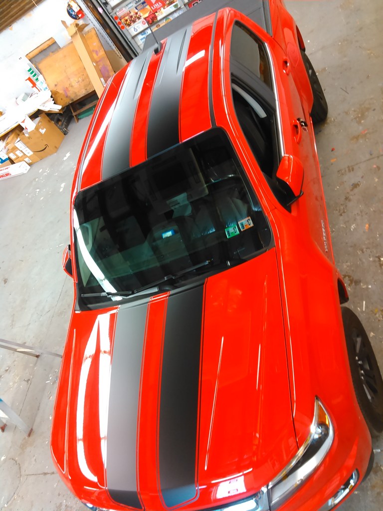 Red Camaro Racing Stripes